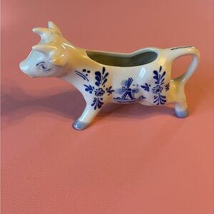 Blue and White Delft-Style Cow Creamer - Home Art